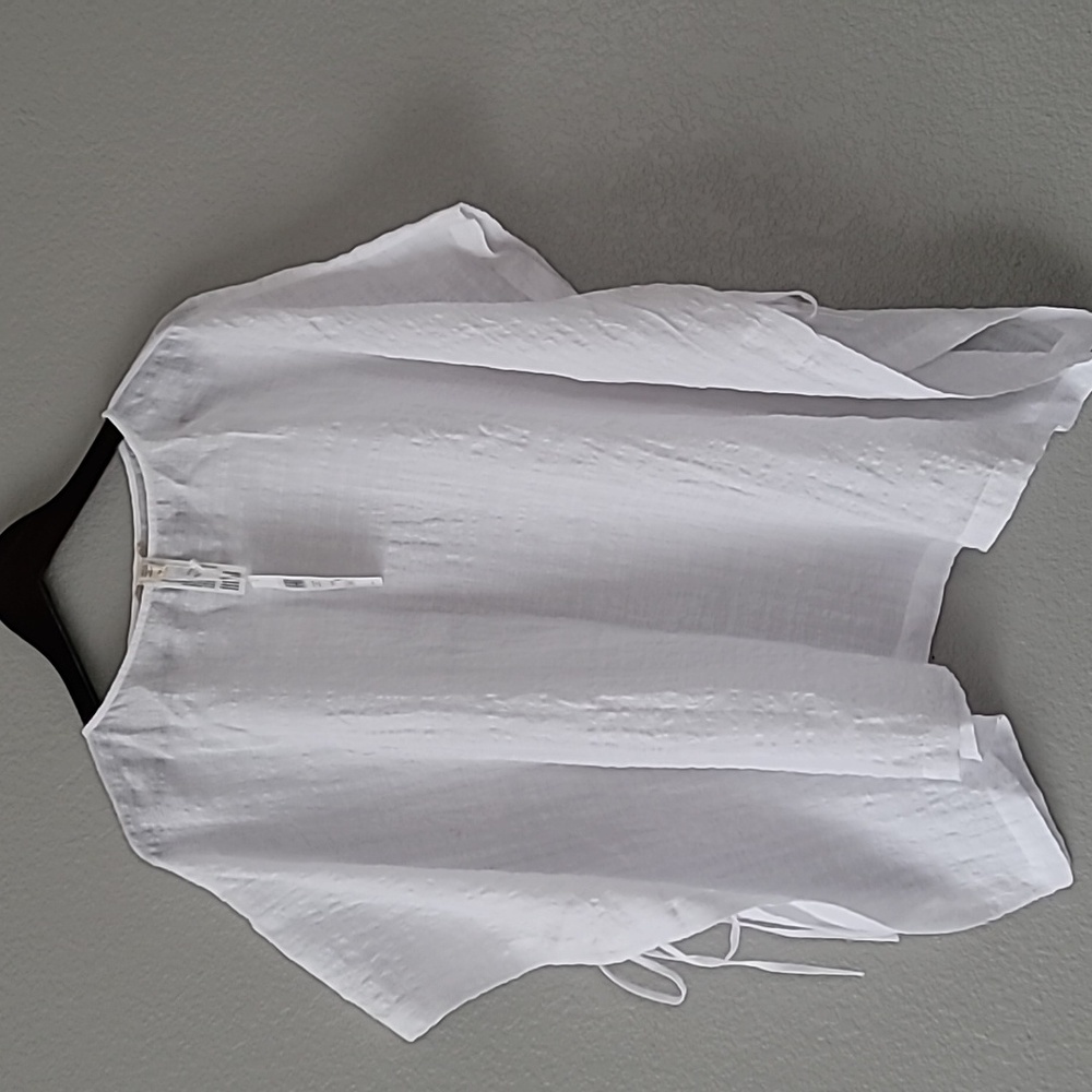 Eileen Fisher Women's White Poncho With Tie S/M - Picture 3 of 8